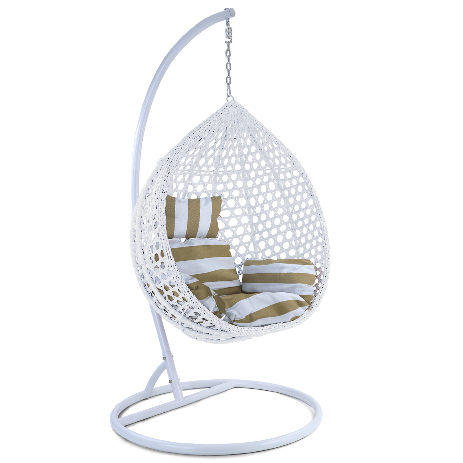 Hangstoel - wit - 106x120x70cm - met gestreept kussen