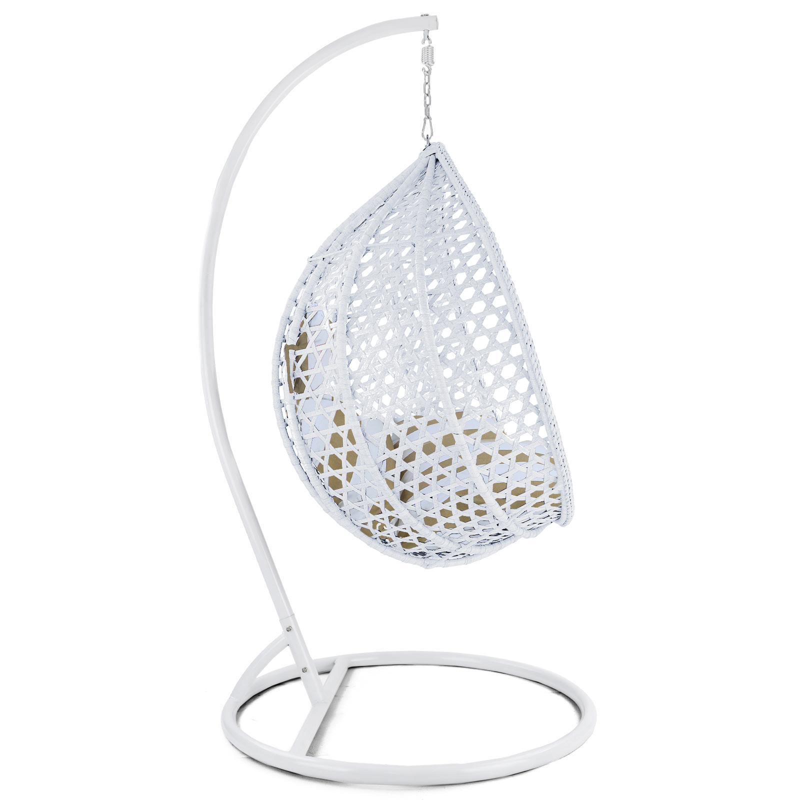 Hangstoel - wit - 106x120x70cm - met gestreept kussen