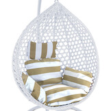 Hangstoel - wit - 106x120x70cm - met gestreept kussen