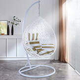 Hangstoel - wit - 106x120x70cm - met gestreept kussen