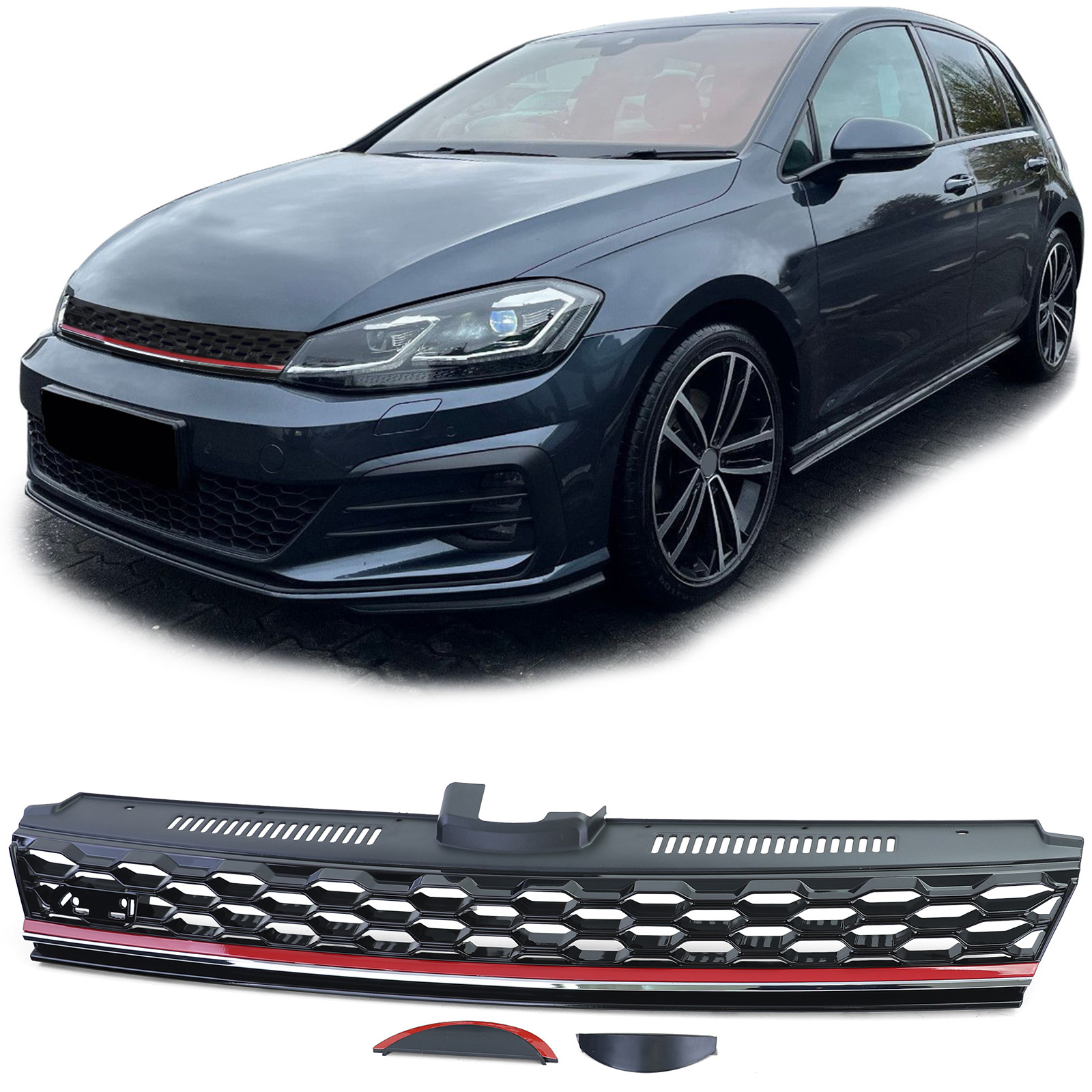 Grill auto - voor VW Golf 7 5G1 / BA5 / Sedan / Variant / Facelift 2012-16 - glanzend zwart