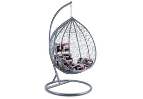 Hangstoel - lichtgrijs - 95x110x65cm - met meerkleurige kussen