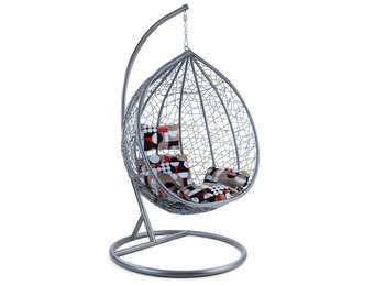Hangstoel - lichtgrijs - 95x110x65cm - met meerkleurige kussen