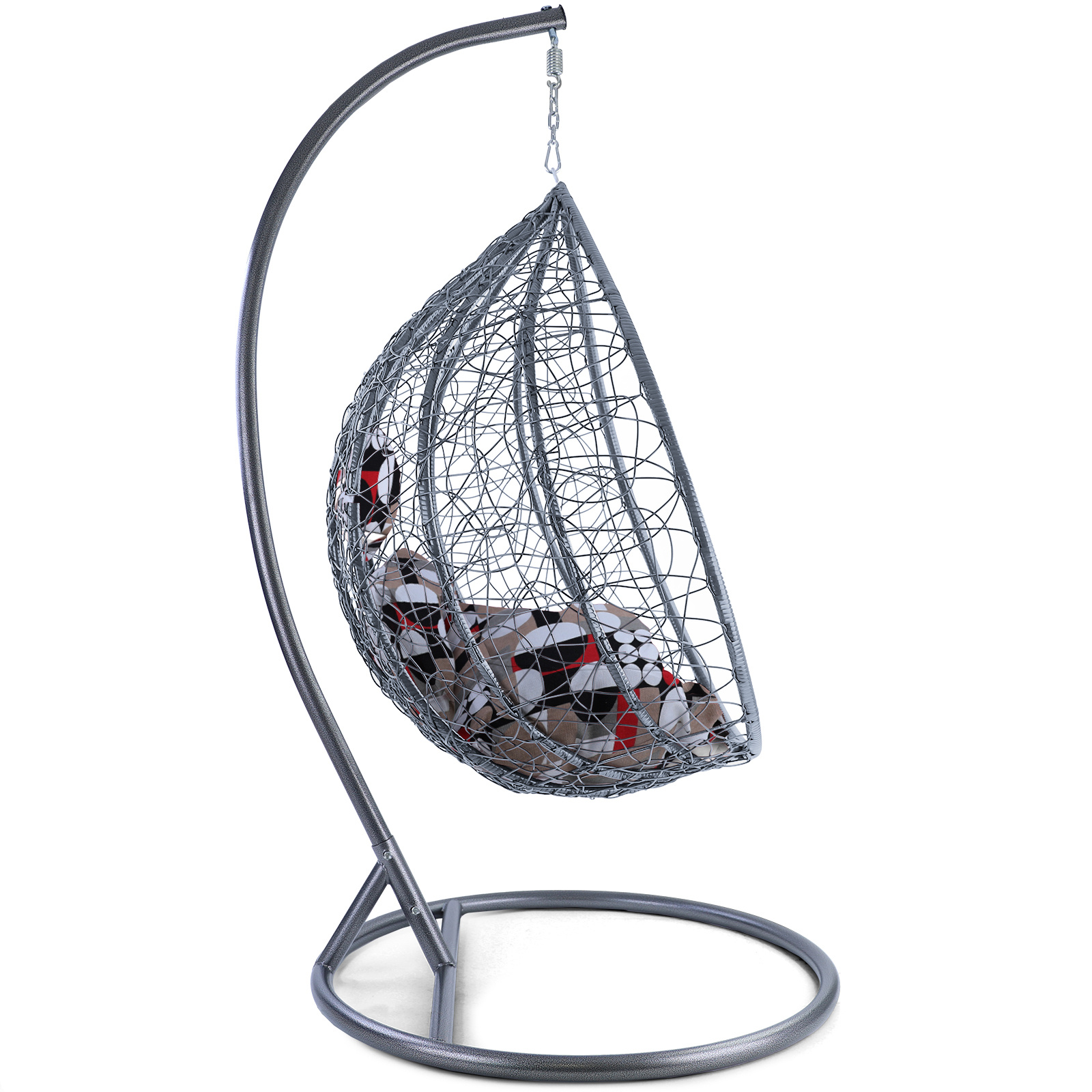 Hangstoel - lichtgrijs - 95x110x65cm - met meerkleurige kussen