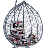 Hangstoel - lichtgrijs - 95x110x65cm - met meerkleurige kussen