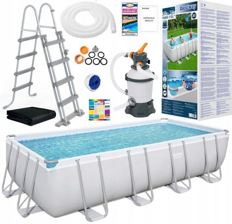 Bestway Power Steel - opzetzwembad - 488x244x122 cm - compleet