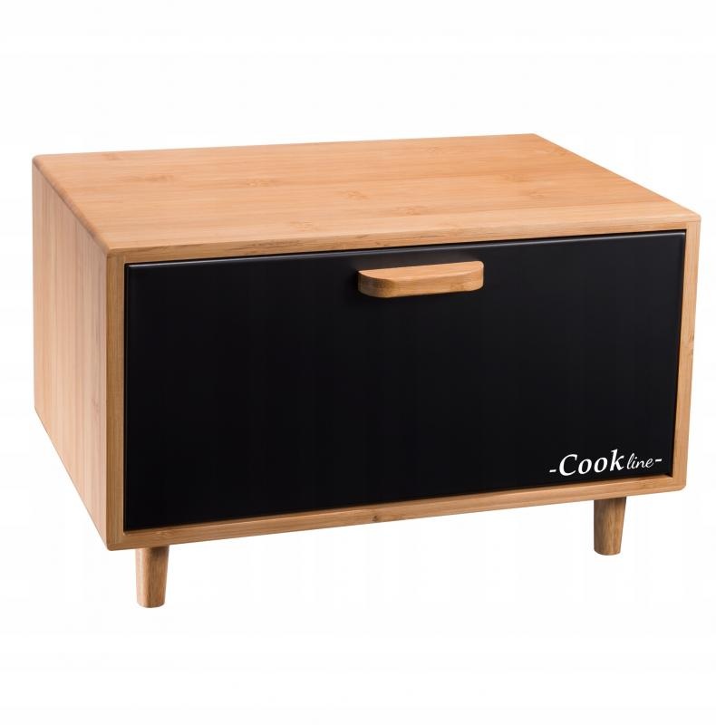 Broodtrommel - bamboe hout - 36x26x23 cm - mat zwart