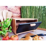 Broodtrommel - bamboe hout - 36x26x23 cm - mat zwart