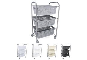 Keukentrolley - met 3 bakken - 45,5x30x67,5 cm - grijs