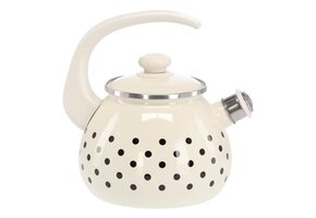 Fluitketel - waterkoker - 2,5 liter - wit met zwart gestipt
