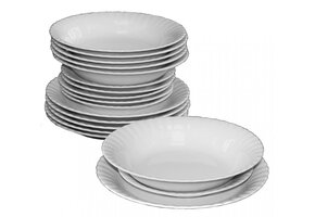 Bordenset - porselein borden - 6 personen - 18 delig - wit