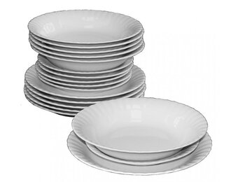 Bordenset - porselein borden - 6 personen - 18 delig - wit