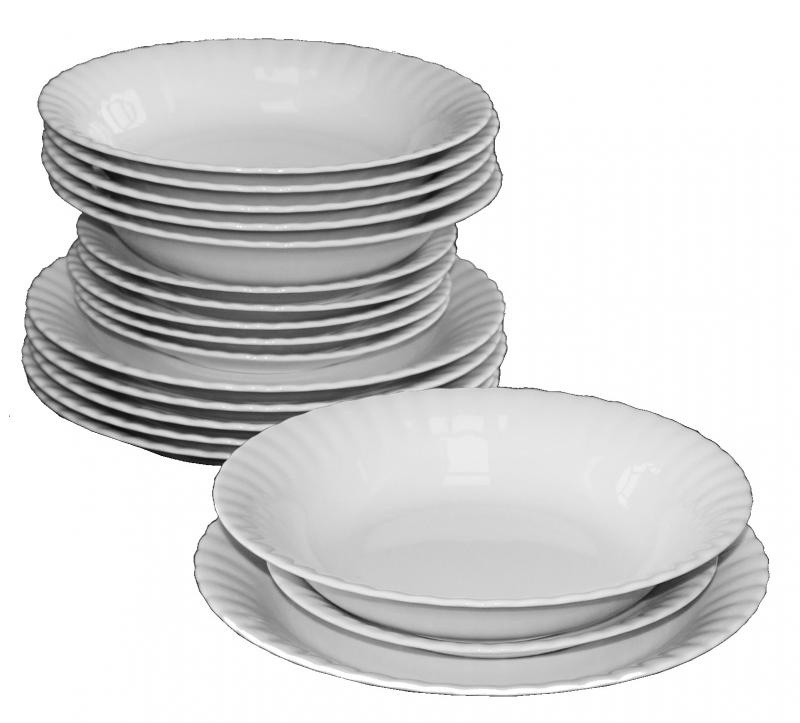 Bordenset - porselein borden - 6 personen - 18 delig - wit