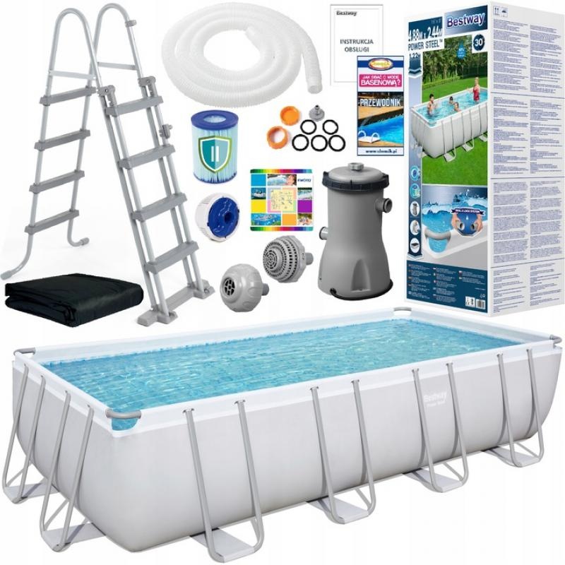 Bestway Power Steel - opzetzwembad - 488x244x122 cm - compleet