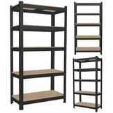 Stellingkast - met 5 planken - 180x90x30 - zwart