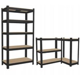 Stellingkast - met 5 planken - 180x90x30 - zwart