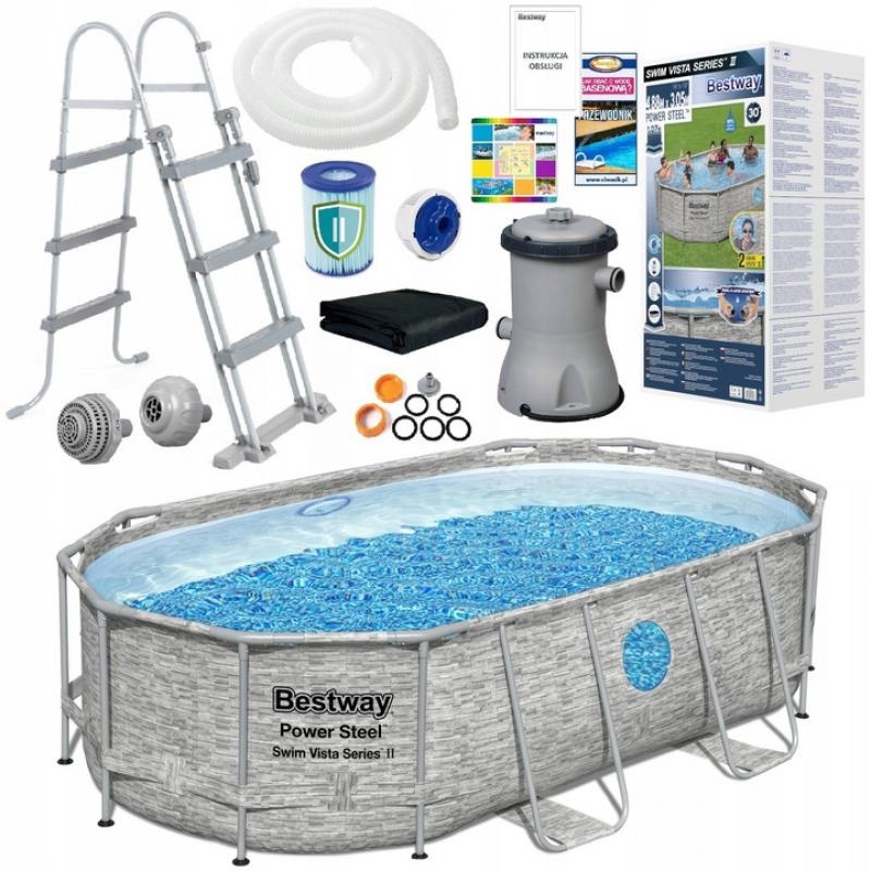 Bestway - opzetzwembad - 488x305x107 cm - complete set met pomp