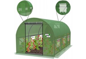 Tunnelkas - met 6 ventilatieramen - 285x192x194 cm - groen