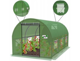 Tunnelkas - met 6 ventilatieramen - 285x192x194 cm - groen