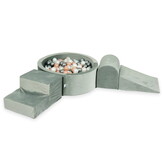 Foam speelset - ronde ballenbak en 200 ballen - 4-delig - donkergrijs