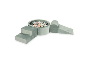 Foam speelset - ronde ballenbak en 200 ballen - 4-delig - donkergrijs