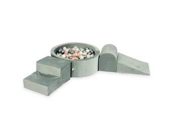 Foam speelset - ronde ballenbak en 200 ballen - 4-delig - donkergrijs