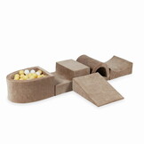Foam speelset - bruin - ballenbak & 100 wit beige ballen - 5-delig