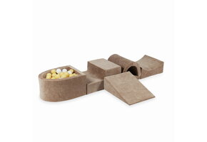 Foam speelset - bruin - ballenbak & 100 wit beige ballen - 5-delig