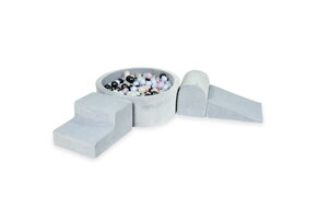 Foam speelset - ronde ballenbak en 200 ballen - 4-delig - grijs