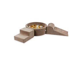 Foam speelset - bruin - ronde ballenbak & 200 goud beige ballen