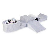 Foam speelset - grijs - ballenbak & 100 zwart roze ballen - brug