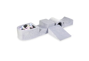 Foam speelset - grijs - ballenbak & 100 zwart roze ballen - brug