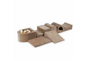 Foam speelset - bruin - ballenbak & 100 goud roze ballen - 7-delig