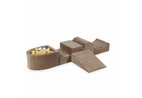 Foam speelset - bruin - ballenbak & 100 ballen wit, beige