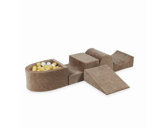 Foam speelset - bruin - ballenbak & 100 ballen wit, beige