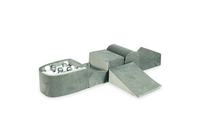 Foam speelset - grijs - ballenbak & 100 wit grijze ballen - heuvel