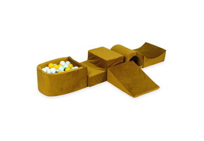 Foam speelset - goud - ballenbak & 100 geel mint ballen - brug