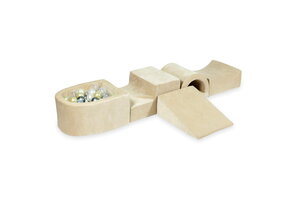Foam speelset - beige - ballenbak & 100 ballen lichtgoud, zilver