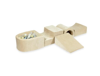 Foam speelset - beige - ballenbak & 100 ballen lichtgoud, zilver