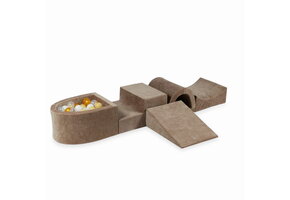 Foam speelset - bruin - ballenbak & 100 ballen wit, beige, goud