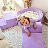 Foam speelset - bruin - ballenbak & 100 ballen wit, beige, goud