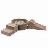 Foam speelset - bruin - ronde ballenbak & 200 grijs beige ballen