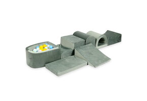 Foam speelset - ballenbak en 100 ballen - 7-delig - donkergrijs