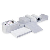 Foam speelset - ballenbak en 100 pastel ballen - 7-delig - grijs
