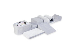 Foam speelset - ballenbak en 100 pastel ballen - 7-delig - grijs