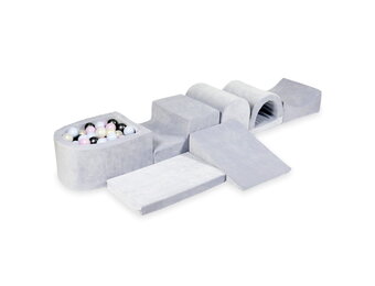 Foam speelset - ballenbak en 100 pastel ballen - 7-delig - grijs
