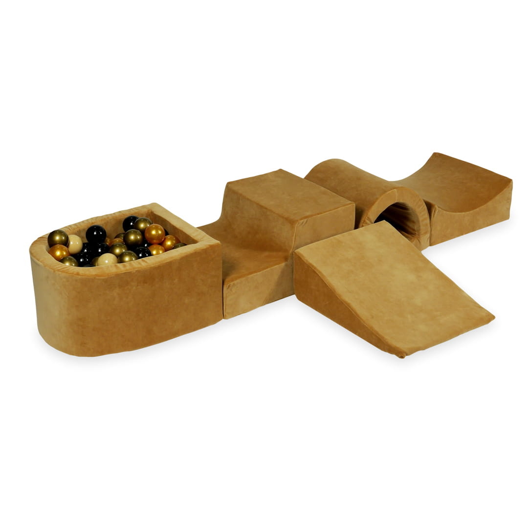 Foam speelset - karamel - ballenbak & 100 donkere ballen - brugje