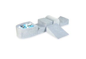 Foam speelset - grijs - ballenbak & 100 grijs blauw ballen - heuvel