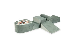 Foam speelset - grijs - ballenbak & 100 grijs roze ballen - heuvel