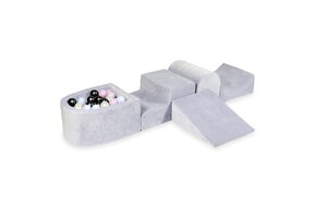 Foam speelset - grijs - ballenbak & 100 zwart roze ballen - heuvel